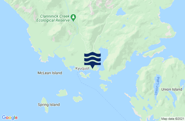 Kyuquot, Canadaの潮見表地図