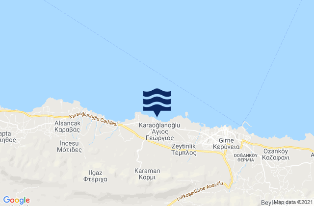 Kármi, Cyprusの潮見表地図