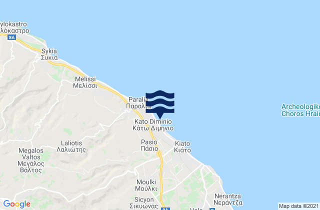 Káto Dhiminió, Greeceの潮見表地図