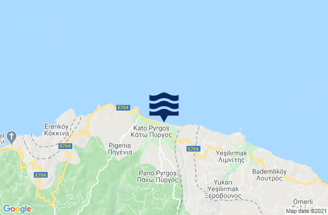 Káto Pýrgos, Cyprusの潮見表地図