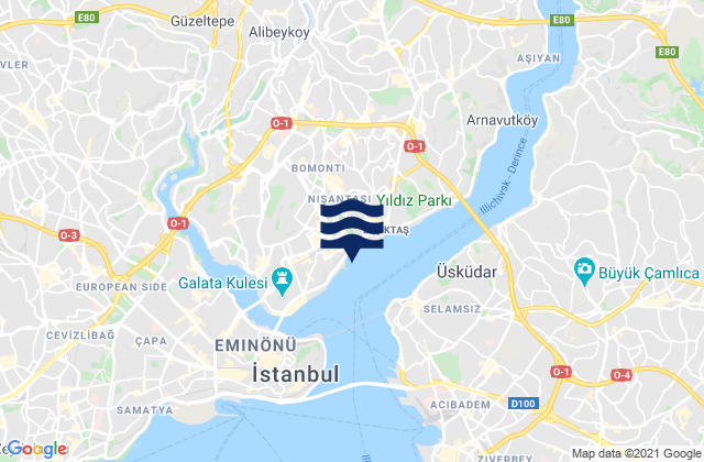 Kâğıthane, Turkeyの潮見表地図