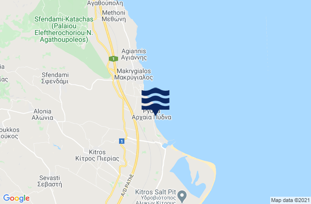 Kítros, Greeceの潮見表地図