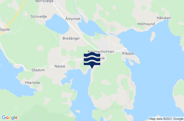 Köpmanholmen, Swedenの潮見表地図