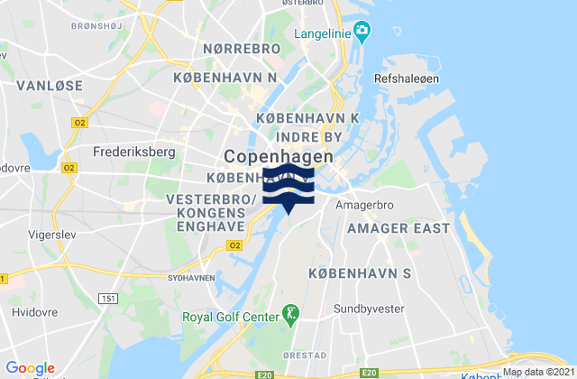 København, Denmarkの潮見表地図