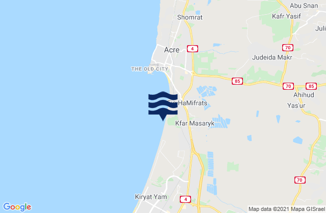 Kābūl, Israelの潮見表地図