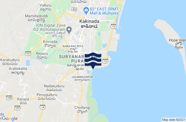 Kākināda, Indiaの潮見表地図