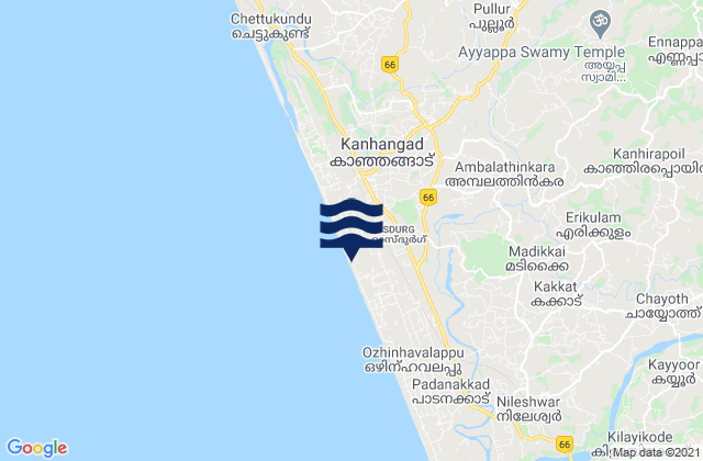 Kānnangād, Indiaの潮見表地図