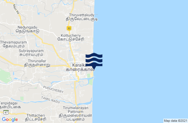 Kāraikāl, Indiaの潮見表地図