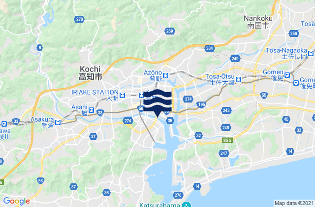 Kōchi Shi, Japanの潮見表地図