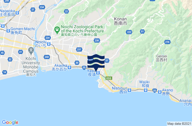 Kōnan Shi, Japanの潮見表地図