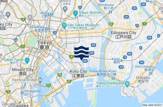 Kōtō-ku, Japanの潮見表地図