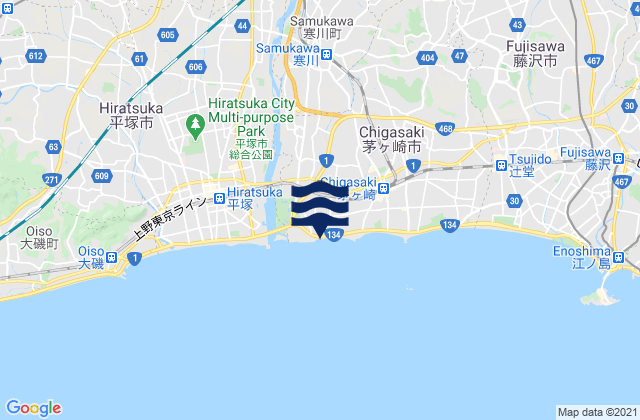 Kōza-gun, Japanの潮見表地図