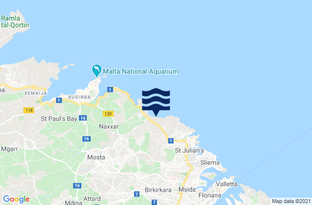 L-Iklin, Maltaの潮見表地図