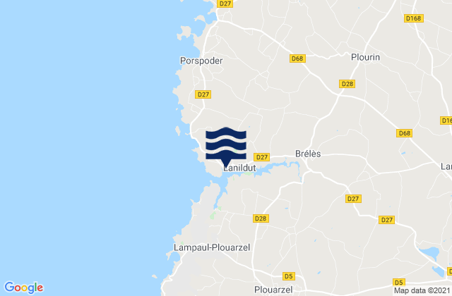 L'Aber Ildut, Franceの潮見表地図