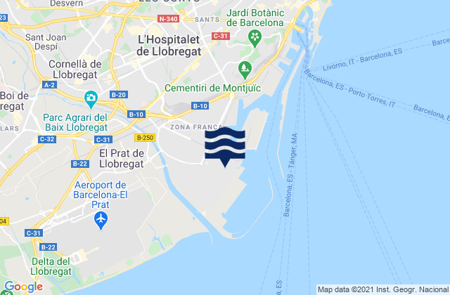 L'Hospitalet de Llobregat, Spainの潮見表地図