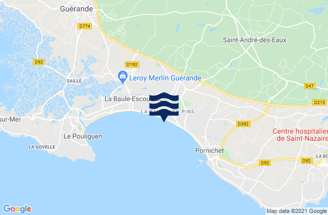 La Baule-Escoublac, Franceの潮見表地図