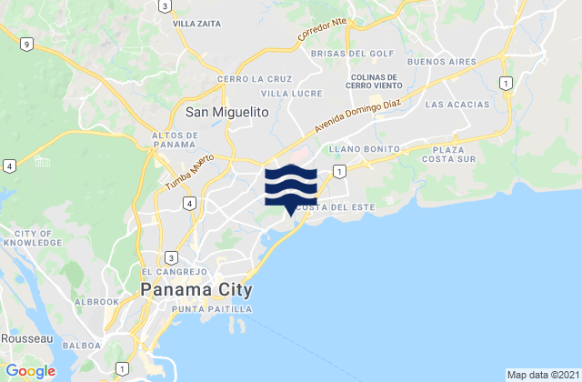 La Cabima, Panamaの潮見表地図