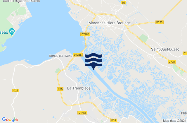 La Cayenne Seudre River, Franceの潮見表地図