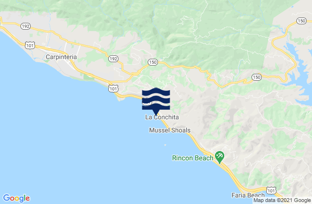 La Conchita Beach, United Statesの潮見表地図