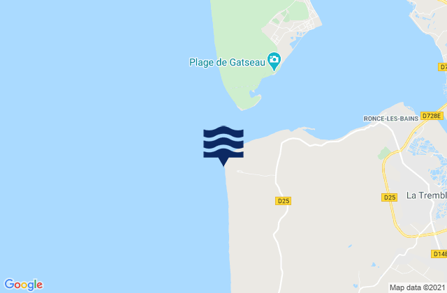 La Cote Sauvage - La Pointe Espagnole, Franceの潮見表地図