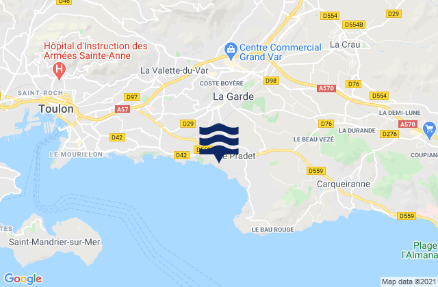 La Farlède, Franceの潮見表地図