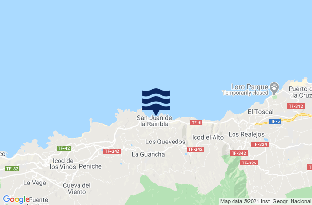 La Guancha, Spainの潮見表地図