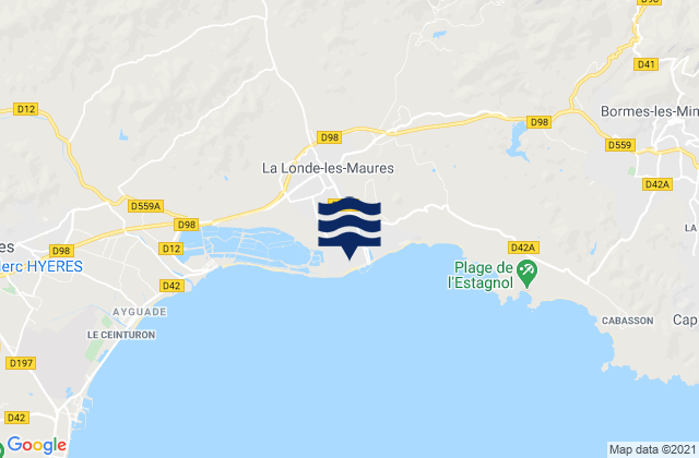La Londe-les-Maures, Franceの潮見表地図