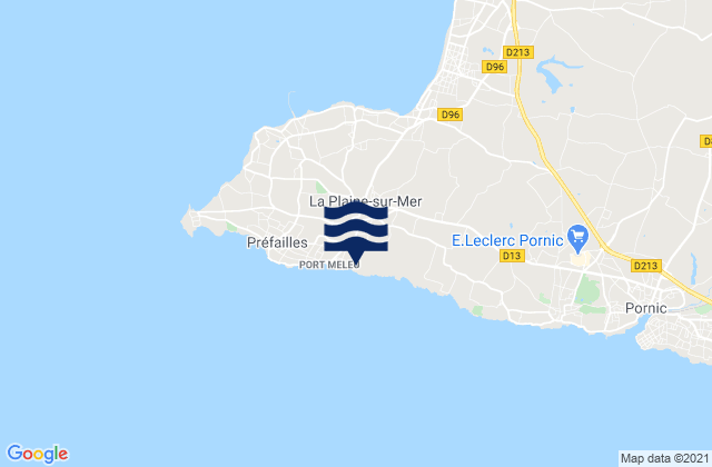 La Plaine-sur-Mer, Franceの潮見表地図