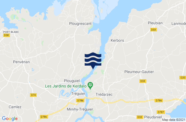 La Roche-Derrien, Franceの潮見表地図