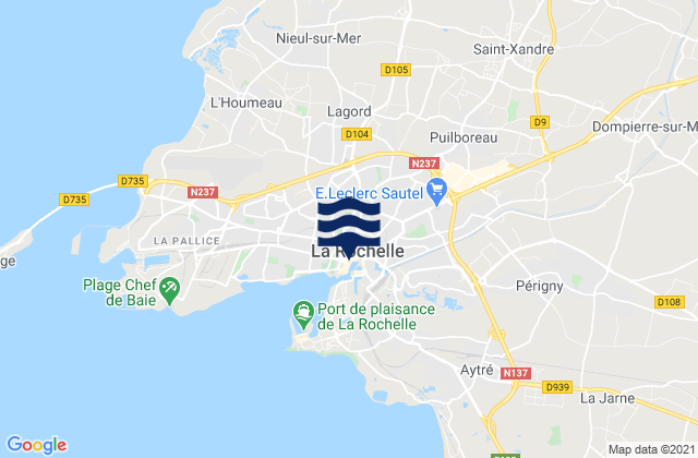 La Rochelle, Franceの潮見表地図