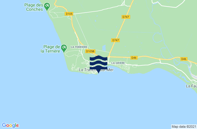 La Tranche-sur-Mer, Franceの潮見表地図