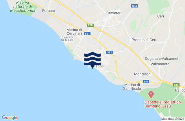 Ladispoli, Italyの潮見表地図