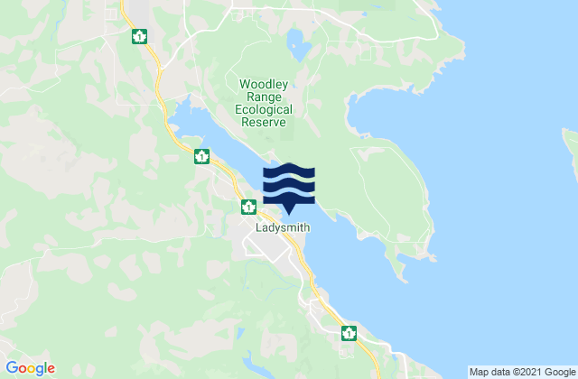 Ladysmith, Canadaの潮見表地図