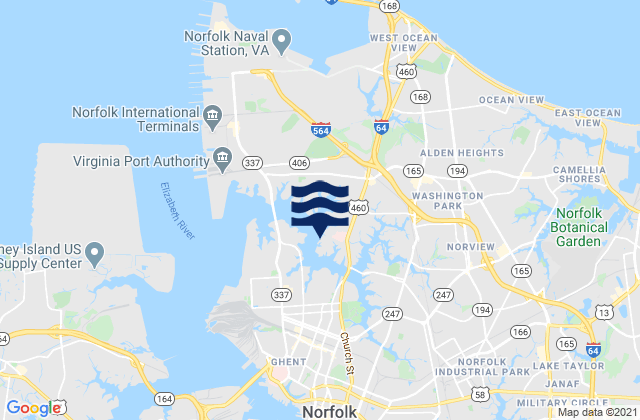 Lafayette River, United Statesの潮見表地図