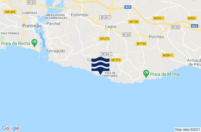 Lagoa, Portugalの潮見表地図