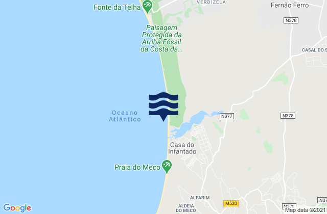 Lagoa de Albufeira, Portugalの潮見表地図
