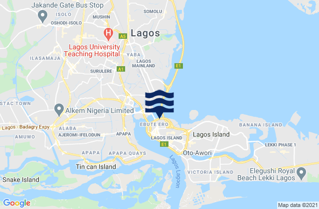 Lagos Island Local Government Area, Nigeriaの潮見表地図