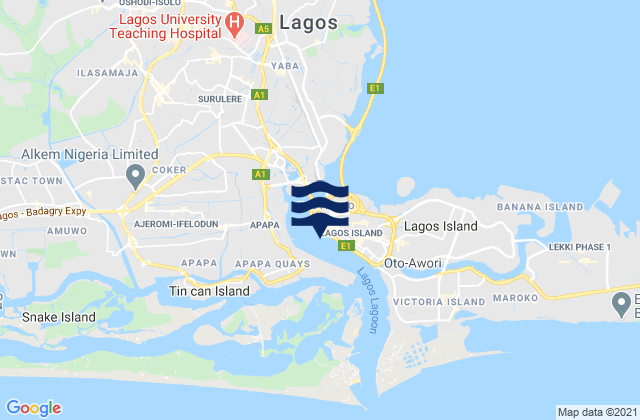 Lagos Lagos River, Nigeriaの潮見表地図