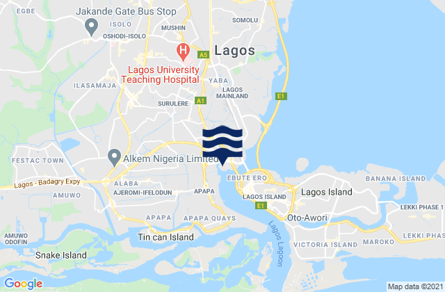 Lagos Mainland Local Government Area, Nigeriaの潮見表地図