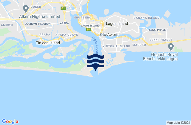 Lagos River Entrance, Nigeriaの潮見表地図