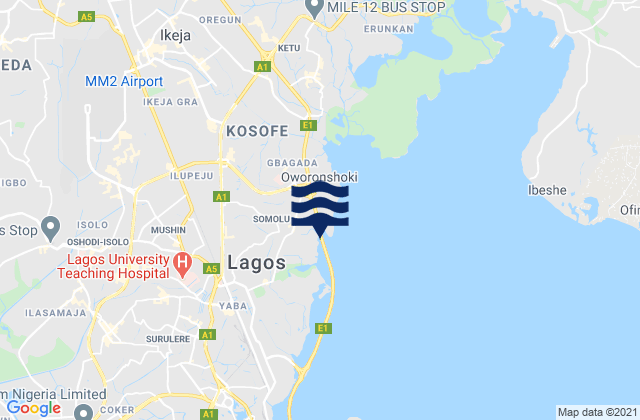 Lagos State, Nigeriaの潮見表地図