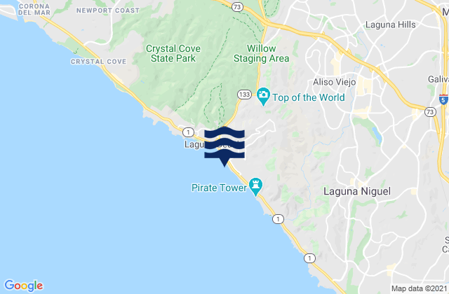 Laguna Beach (Brooks Street), United Statesの潮見表地図