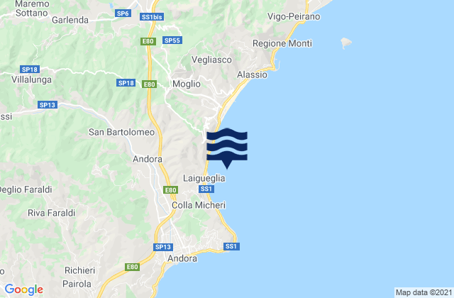 Laigueglia, Italyの潮見表地図