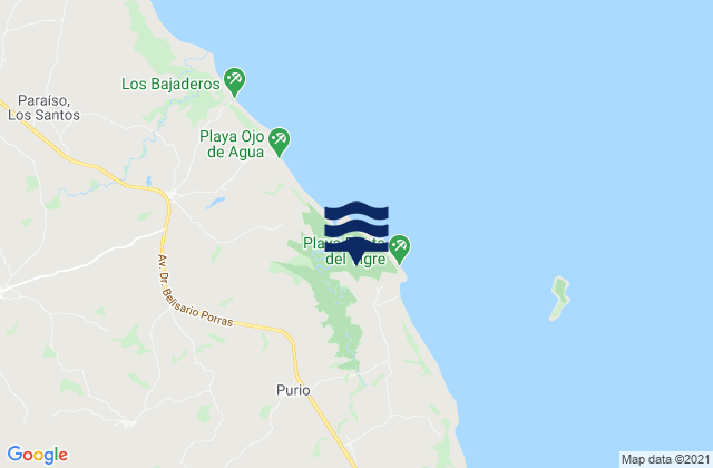 Lajamina, Panamaの潮見表地図