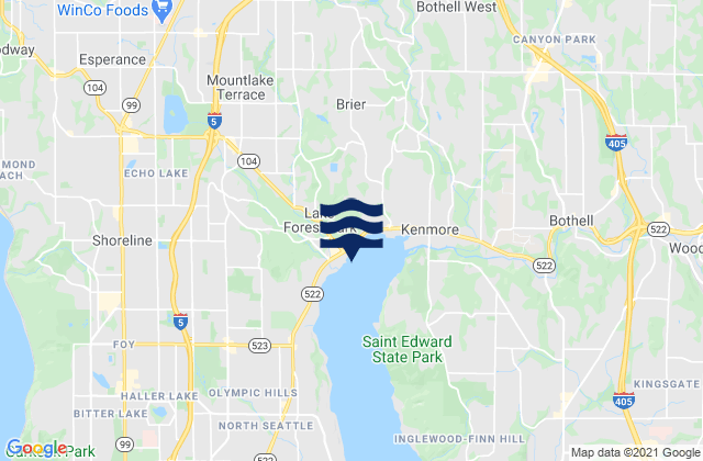 Lake Forest Park, United Statesの潮見表地図