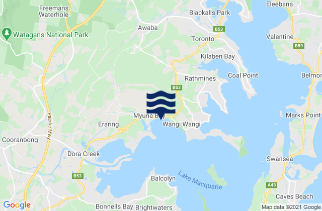 Lake Macquarie Shire, Australiaの潮見表地図