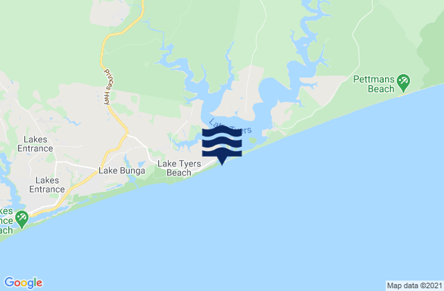 Lake Tyers, Australiaの潮見表地図