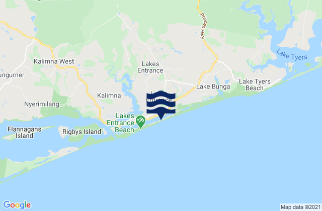 Lakes Entrance, Australiaの潮見表地図