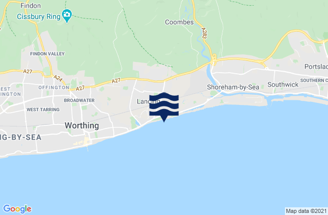 Lancing, United Kingdomの潮見表地図