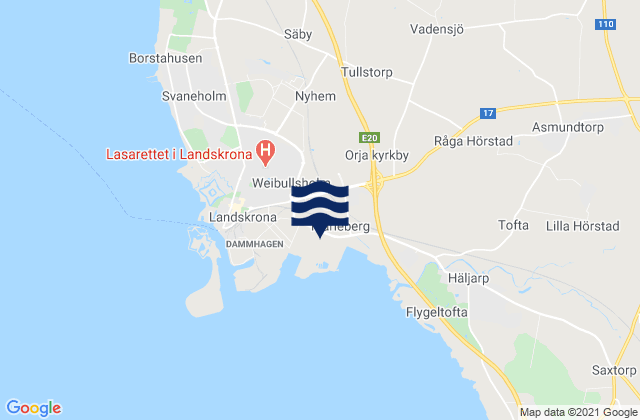Landskrona, Swedenの潮見表地図